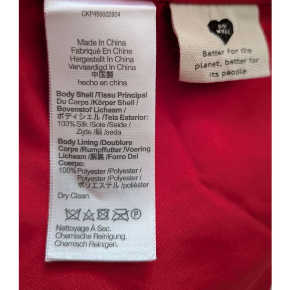 Women's Madewell Red & White Floral Silk Button-Front Mini Dress Size 4 (S) - Picture 9 of 13